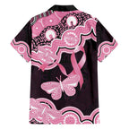 Australia Indigenous Family Matching Off The Shoulder Long Sleeve Dress and Hawaiian Shirt Pink Ribbon Breast Cancer Butterfly Aboriginal Black - Aussie Hoodie