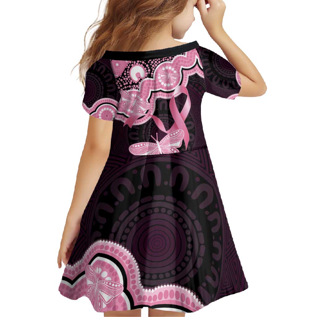 Australia Indigenous Family Matching Off Shoulder Maxi Dress and Hawaiian Shirt Pink Ribbon Breast Cancer Butterfly Aboriginal Black - Aussie Hoodie