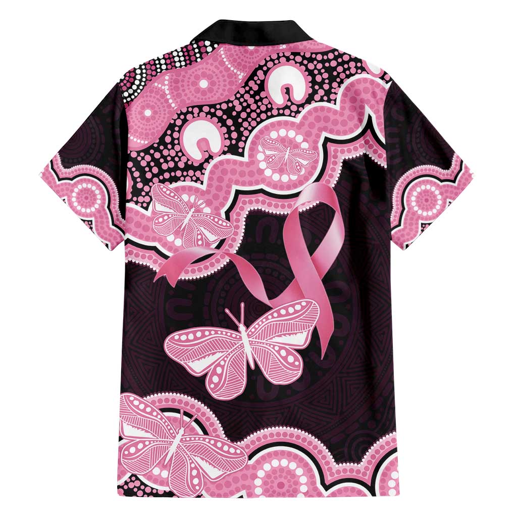 Australia Indigenous Family Matching Off Shoulder Maxi Dress and Hawaiian Shirt Pink Ribbon Breast Cancer Butterfly Aboriginal Black - Aussie Hoodie