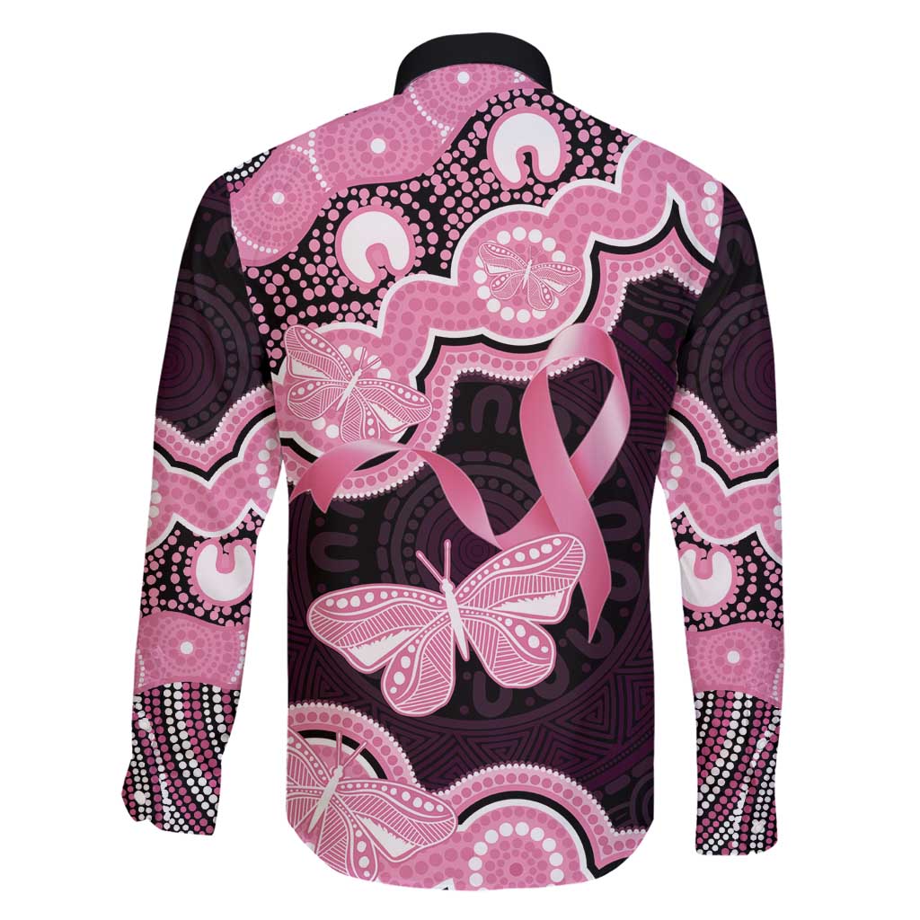 Australia Indigenous Family Matching Off Shoulder Maxi Dress and Hawaiian Shirt Pink Ribbon Breast Cancer Butterfly Aboriginal Black - Aussie Hoodie
