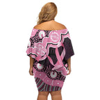 Australia Indigenous Family Matching Off Shoulder Short Dress and Hawaiian Shirt Pink Ribbon Breast Cancer Butterfly Aboriginal Black - Aussie Hoodie