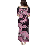 Australia Indigenous Family Matching Puletasi and Hawaiian Shirt Pink Ribbon Breast Cancer Butterfly Aboriginal Black - Aussie Hoodie