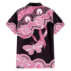 Australia Indigenous Family Matching Short Sleeve Bodycon Dress and Hawaiian Shirt Pink Ribbon Breast Cancer Butterfly Aboriginal Black - Aussie Hoodie