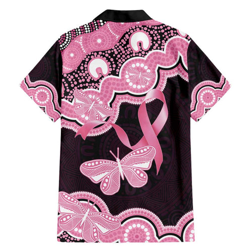 Australia Indigenous Family Matching Short Sleeve Bodycon Dress and Hawaiian Shirt Pink Ribbon Breast Cancer Butterfly Aboriginal Black - Aussie Hoodie