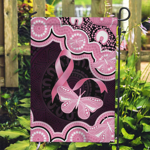 Australia Indigenous Garden Flag Pink Ribbon Breast Cancer Butterfly Aboriginal Black - Aussie Hoodie