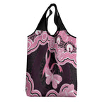 Australia Indigenous Grocery Bag Pink Ribbon Breast Cancer Butterfly Aboriginal Black - Aussie Hoodie