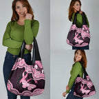 Australia Indigenous Grocery Bag Pink Ribbon Breast Cancer Butterfly Aboriginal Black - Aussie Hoodie