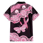 Australia Indigenous Hawaiian Shirt Pink Ribbon Breast Cancer Butterfly Aboriginal Black - Aussie Hoodie