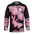 Australia Indigenous Hockey Jersey Pink Ribbon Breast Cancer Butterfly Aboriginal Black - Aussie Hoodie