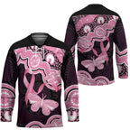 Australia Indigenous Hockey Jersey Pink Ribbon Breast Cancer Butterfly Aboriginal Black - Aussie Hoodie