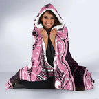 Australia Indigenous Hooded Blanket Pink Ribbon Breast Cancer Butterfly Aboriginal Black - Aussie Hoodie