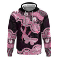 Australia Indigenous Hoodie Pink Ribbon Breast Cancer Butterfly Aboriginal Black - Aussie Hoodie