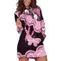 Australia Indigenous Hoodie Dress Pink Ribbon Breast Cancer Butterfly Aboriginal Black - Aussie Hoodie