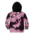 Australia Indigenous Kid Hoodie Pink Ribbon Breast Cancer Butterfly Aboriginal Black - Aussie Hoodie
