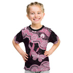 Australia Indigenous Kid T Shirt Pink Ribbon Breast Cancer Butterfly Aboriginal Black - Aussie Hoodie