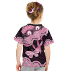 Australia Indigenous Kid T Shirt Pink Ribbon Breast Cancer Butterfly Aboriginal Black - Aussie Hoodie