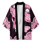 Australia Indigenous Kimono Pink Ribbon Breast Cancer Butterfly Aboriginal Black - Aussie Hoodie