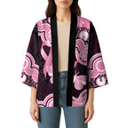 Australia Indigenous Kimono Pink Ribbon Breast Cancer Butterfly Aboriginal Black - Aussie Hoodie