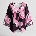 Australia Indigenous Kimono Sleeve Blouse Pink Ribbon Breast Cancer Butterfly Aboriginal Black - Aussie Hoodie