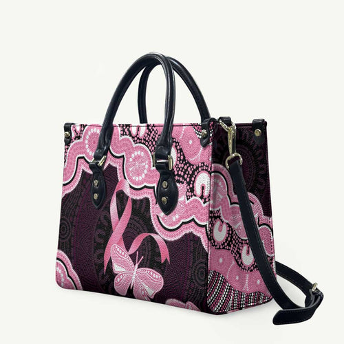 Australia Indigenous Leather Bag Pink Ribbon Breast Cancer Butterfly Aboriginal Black - Aussie Hoodie