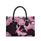 Australia Indigenous Leather Bag Pink Ribbon Breast Cancer Butterfly Aboriginal Black - Aussie Hoodie