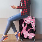 Australia Indigenous Luggage Cover Pink Ribbon Breast Cancer Butterfly Aboriginal Black - Aussie Hoodie