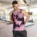 Australia Indigenous Men Tank Top Pink Ribbon Breast Cancer Butterfly Aboriginal Black - Aussie Hoodie