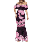 Australia Indigenous Mermaid Dress Pink Ribbon Breast Cancer Butterfly Aboriginal Black - Aussie Hoodie