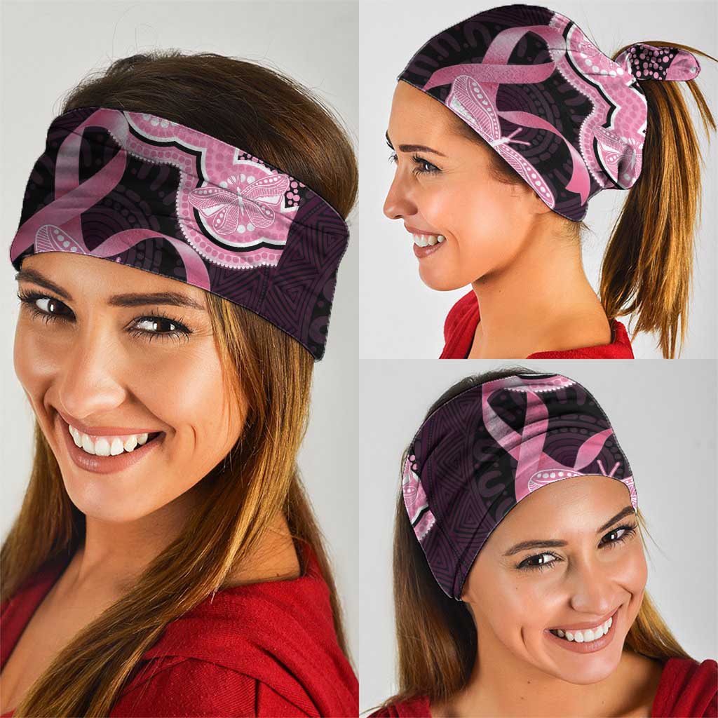 Australia Indigenous Neck Gaiter Pink Ribbon Breast Cancer Butterfly Aboriginal Black - Aussie Hoodie