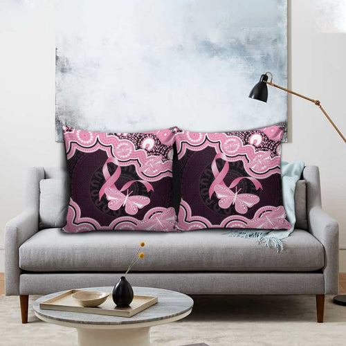 Australia Indigenous Pillow Cover Pink Ribbon Breast Cancer Butterfly Aboriginal Black - Aussie Hoodie