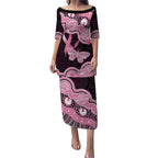 Australia Indigenous Puletasi Pink Ribbon Breast Cancer Butterfly Aboriginal Black - Aussie Hoodie