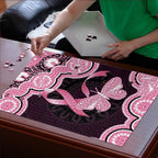 Australia Indigenous Puzzle Pink Ribbon Breast Cancer Butterfly Aboriginal Black - Aussie Hoodie