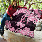 Australia Indigenous Quilt Pink Ribbon Breast Cancer Butterfly Aboriginal Black - Aussie Hoodie