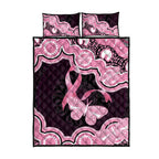 Australia Indigenous Quilt Bed Set Pink Ribbon Breast Cancer Butterfly Aboriginal Black - Aussie Hoodie
