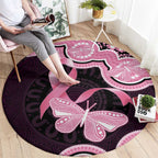 Australia Indigenous Round Carpet Pink Ribbon Breast Cancer Butterfly Aboriginal Black - Aussie Hoodie