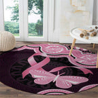 Australia Indigenous Round Carpet Pink Ribbon Breast Cancer Butterfly Aboriginal Black - Aussie Hoodie