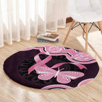 Australia Indigenous Round Carpet Pink Ribbon Breast Cancer Butterfly Aboriginal Black - Aussie Hoodie