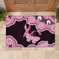 Australia Indigenous Rubber Doormat Pink Ribbon Breast Cancer Butterfly Aboriginal Black - Aussie Hoodie