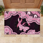 Australia Indigenous Rubber Doormat Pink Ribbon Breast Cancer Butterfly Aboriginal Black - Aussie Hoodie