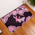 Australia Indigenous Rubber Doormat Pink Ribbon Breast Cancer Butterfly Aboriginal Black - Aussie Hoodie
