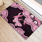 Australia Indigenous Rubber Doormat Pink Ribbon Breast Cancer Butterfly Aboriginal Black - Aussie Hoodie