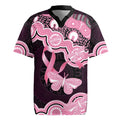Australia Indigenous Rugby Jersey Pink Ribbon Breast Cancer Butterfly Aboriginal Black - Aussie Hoodie