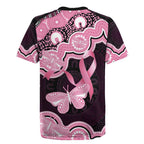 Australia Indigenous Rugby Jersey Pink Ribbon Breast Cancer Butterfly Aboriginal Black - Aussie Hoodie