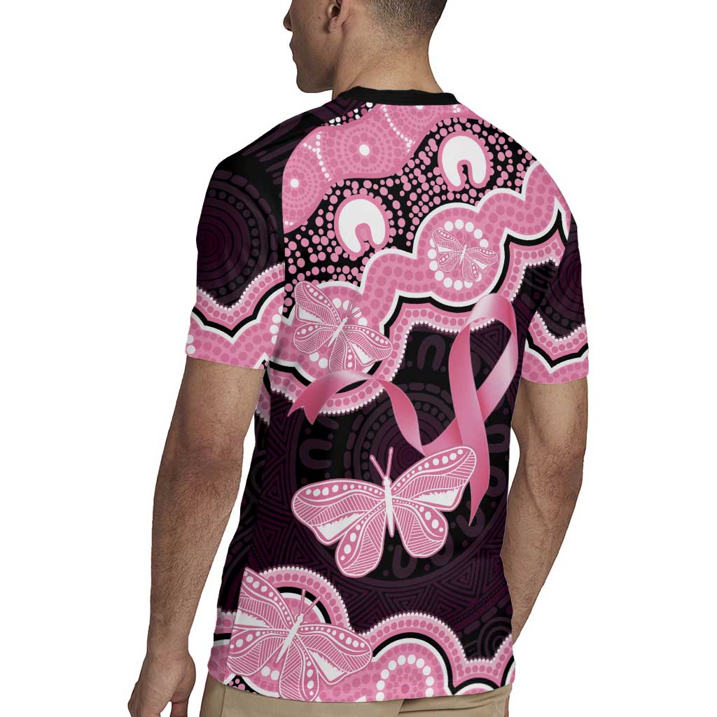 Australia Indigenous Rugby Jersey Pink Ribbon Breast Cancer Butterfly Aboriginal Black - Aussie Hoodie