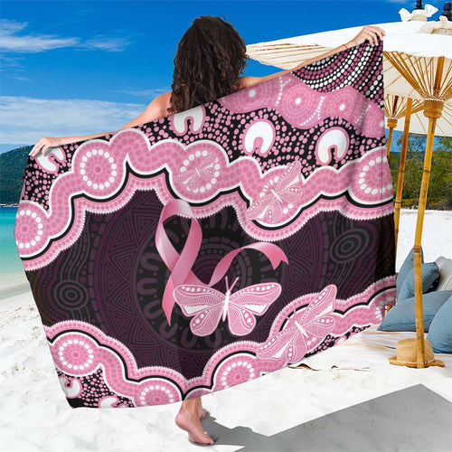 Australia Indigenous Sarong Pink Ribbon Breast Cancer Butterfly Aboriginal Black - Aussie Hoodie
