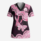 Australia Indigenous Scrub Top Pink Ribbon Breast Cancer Butterfly Aboriginal Black - Aussie Hoodie