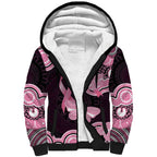 Australia Indigenous Sherpa Hoodie Pink Ribbon Breast Cancer Butterfly Aboriginal Black - Aussie Hoodie