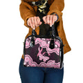 Australia Indigenous Shoulder Handbag Pink Ribbon Breast Cancer Butterfly Aboriginal Black - Aussie Hoodie