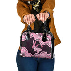 Australia Indigenous Shoulder Handbag Pink Ribbon Breast Cancer Butterfly Aboriginal Black - Aussie Hoodie