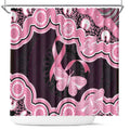Australia Indigenous Shower Curtain Pink Ribbon Breast Cancer Butterfly Aboriginal Black - Aussie Hoodie